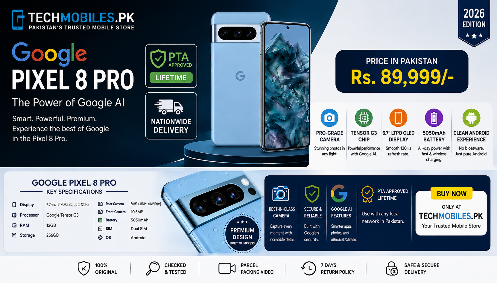 Google Pixel 8 Pro Price in Pakistan 2026 – PTA Approved